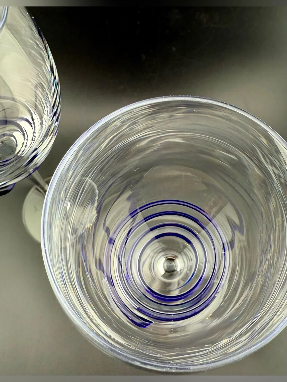 2 Pier 1 P1C44 blue swirl wine glasses. 10oz